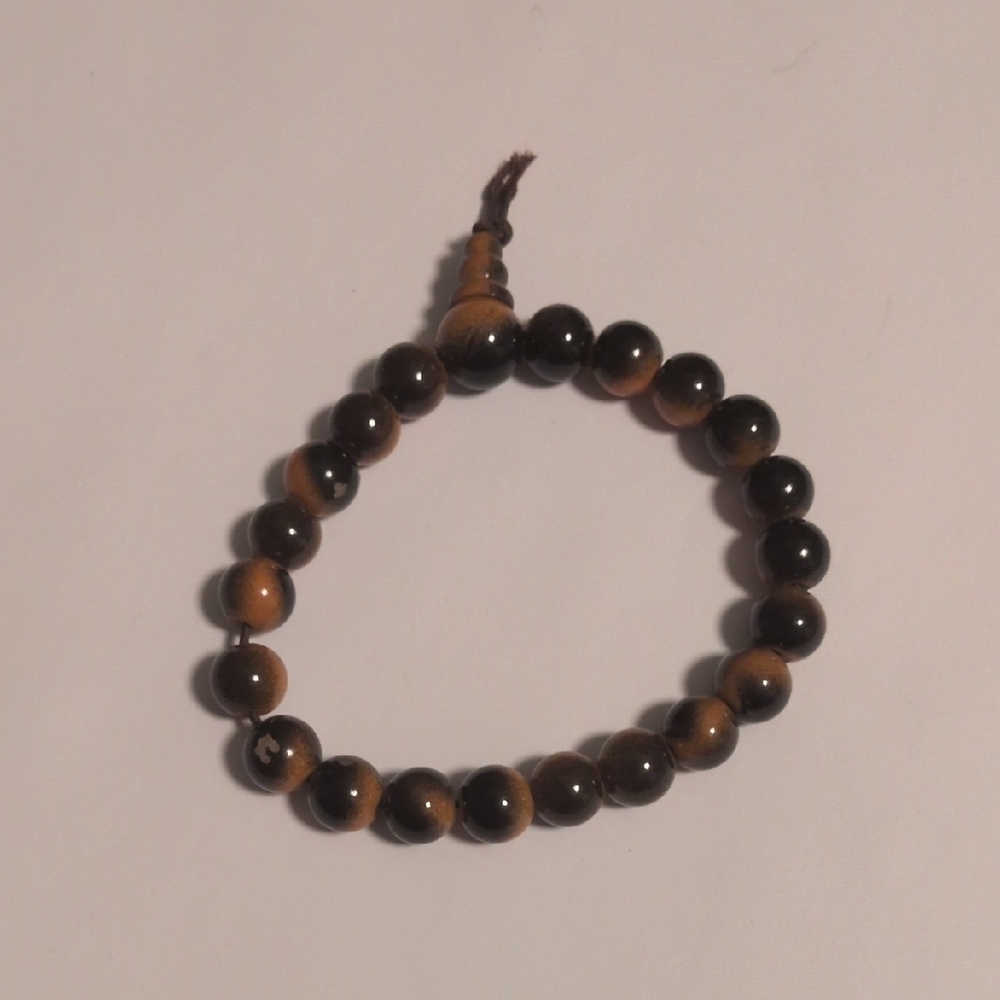 Brown Stone Bead Stretch Bracelet – Tiger’s Eye Style Beads